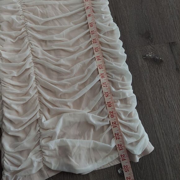 Lulu's Do the Most White Ruched Mesh Strapless Bodycon Mini Dress Small - Picture 9 of 11